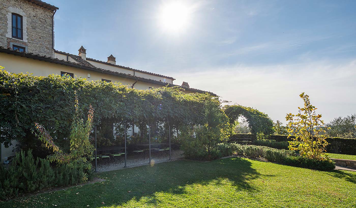 Communal garden with outdoor furniture 